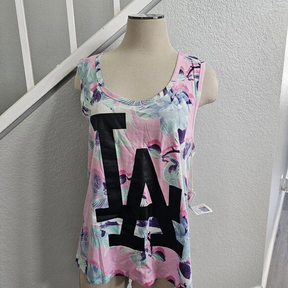 LA Dodgers Forty Seven Brand Floral Cotton Blend Sleeveless Tank Top Sz M - Picture 1 of 7